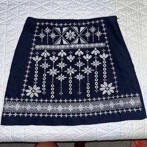 Navy Blue Skirt with White Embroidery